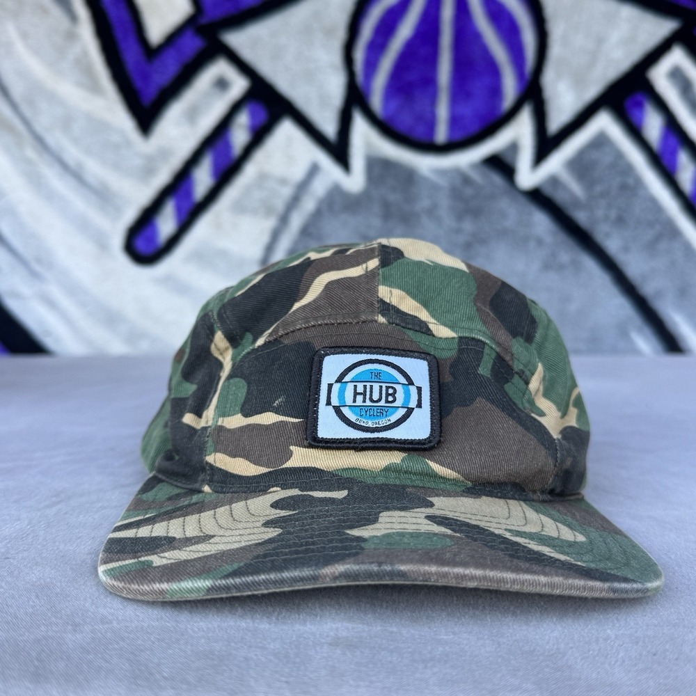 the hub cyclery 5 panel camo hat‎ cap